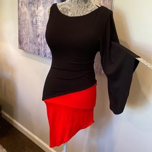 Bebe NEW -small- black & red asymmetrical dress